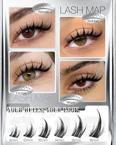 Viva Lash Clusters Kit Manga Eyelash Clusters Anime Individual Lashes Spiky Cluster Eyelash Extensions Kit 8-18MM Fairy Cluster Lashes Clear Band Lashes Clusters with Bond and Seal Lash Glue thumbnail 5