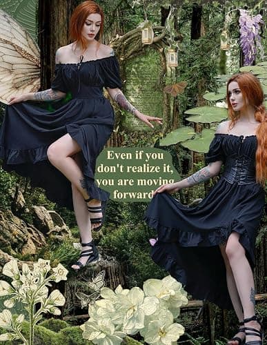 Scarlet Darkness Renaissance Dress Women Cottagecore Corset Dress Ruffle Maxi Dress with Pockets thumbnail 2