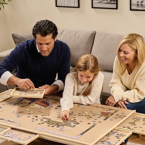 1500 Pieces Puzzle Board with 6 Storage Drawers and Protective Cover – Wooden Jigsaw Puzzle Table for Families, Home Entertainment, and Puzzle Assembly thumbnail 6
