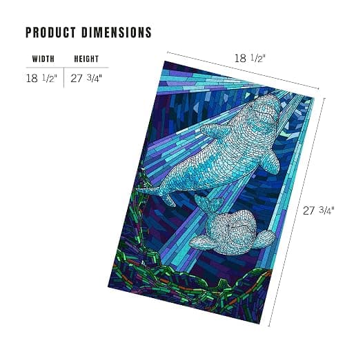 Lantern Press Mosaic, Beluga Whale 1000 Piece Jigsaw Puzzle for Adults, Made in USA with Reference Poster thumbnail 3