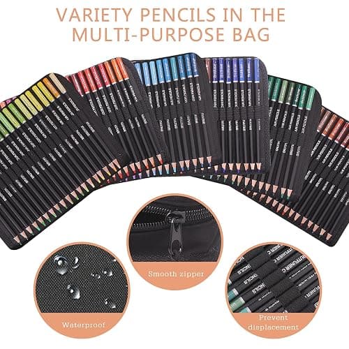 120 Colouring Pencils Zip-Up Set Perfect for Drawing, Sketching, Shading & Coloring, Vibrant Coloured Pencils for Adults & Pro Artists thumbnail 3