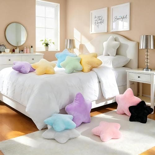 Nmkopzy 15.4 Inch Star Shaped Pillow Cute Yellow Decorative Throw Pillows for Couch Bed Sofa, Aesthetic Soft Floor Cushions for Living Room Bedroom Decor (Goose Yellow, 15.4" x 15.4") thumbnail 3