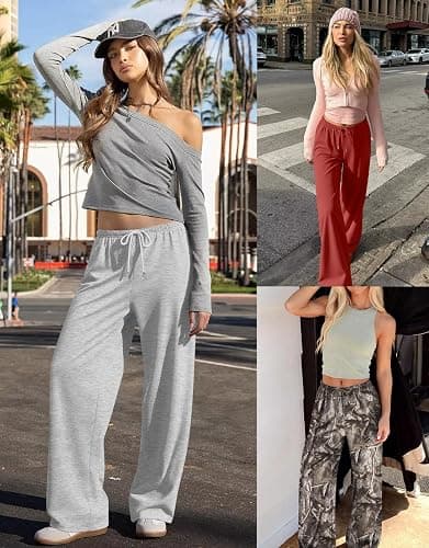 LYHIPSS Sweatpants Women Baggy Wide Leg Lounge Casual Pajama Sweat Pants thumbnail 3
