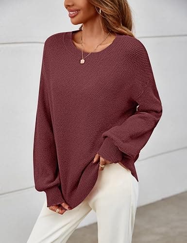 MEROKEETY Sweaters for Women 2025 Fall Winter Oversized Pullover Crew Neck Long Sleeve Heathered Knit Sweater thumbnail 4