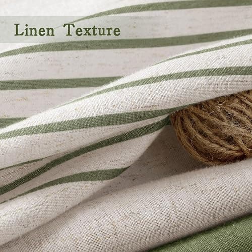 XOGUIBO Sage Green Shower Curtain Boho Linen Striped Shower Curtains for Bathroom with Tassel 72 X 72 thumbnail 3