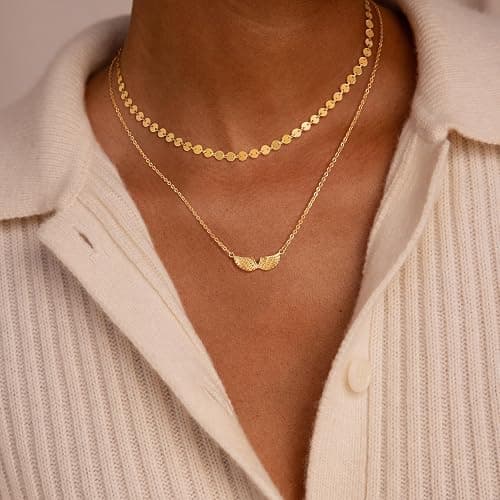 Dremmy Studios Cross Pendant Necklace for Women 14K Gold Plated Cubic Zirconia Evil Eye Butterfly Angel Wing Disc Coin Necklace Minimalist Religious Faith Jewelry Gift for Women thumbnail 5