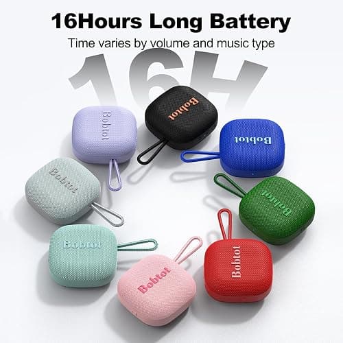 Bobtot Portable Bluetooth Speaker Wireless, IPX7 Small Shower Waterproof Speaker, 16H Playing Time, Loud and Stereo Sound with Bass, TWS Pairing for Camping, Travel, Cyan thumbnail 4