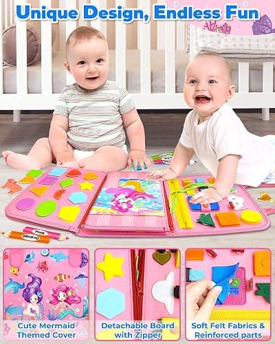 Gojmzo Busy Board Montessori Toys for Toddler Girl Birthday Gifts, Busy Book Sensory Toys for Toddlers, Learning Educational Toddler Travel Activities thumbnail 5