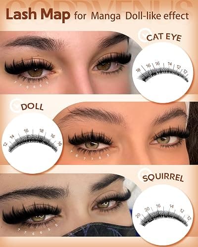 Volume Manga Lash Clusters With Spikes Wispy Cluster Eyelash Extensions Fluffy Anime Eyelashes Clusters with Bottom Lashes Clusters Fairy Individual Lash Extension (D Curve 12-18mm 213 pieces) thumbnail 5
