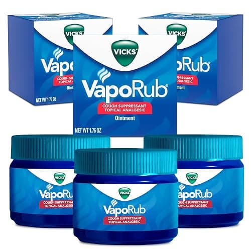 Vicks VapoRub, Original, Cough Suppressant, Topical Chest Rub & Analgesic Ointment, Medicated Vicks Vapors, Relief from Cough Due to Cold, Aches & Pains, 1.76oz each (pack of 3) - Image 1