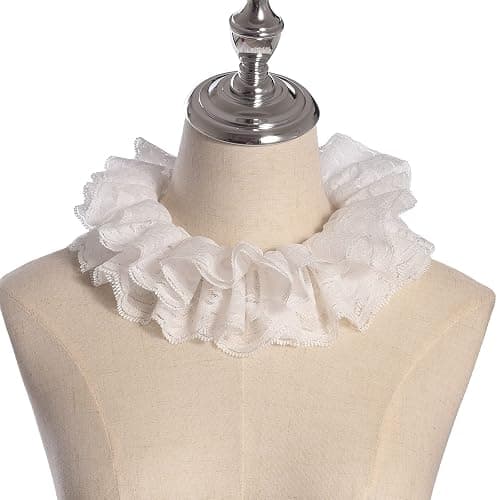 Vintage Lace Ruffled Multi-layer Detachable Collar Victorian Edwardian White Costume Neck Collar Unisex - Image 1