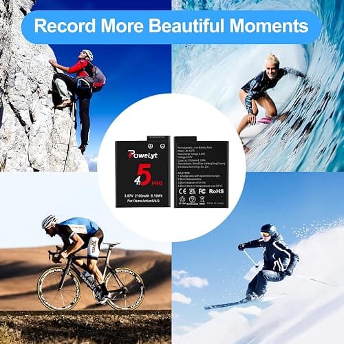 PoweLyt Osmo 360/Action 6/5 Pro/4/3 Battery 2 Packs 3.87V 2100mAh Osmo Action 5 Pro Batteries and 3 Channels Charging Station Compatible with DJI Osmo Action 6/Action 5 Pro/Action 4/Action 3,Osmo 360 thumbnail 7