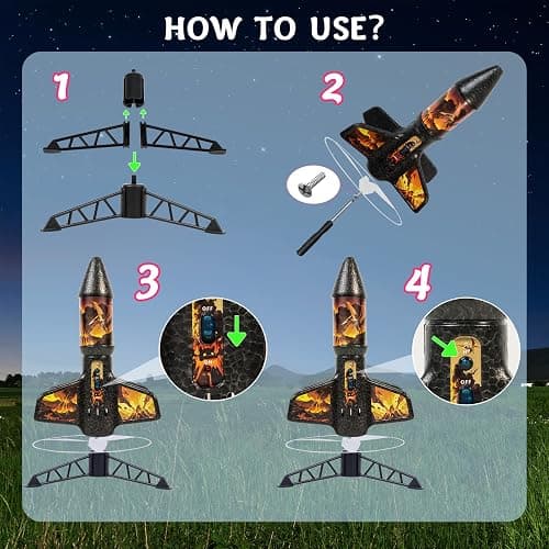 Rocket Launcher for Kids - 200 Ft of Flight Altitude, Model Rocket with Launch Set, Rockets Outdoor Toys with Safely Parachute, Easter Birthday Toys for Boys & Girls Ages 5 6 7 9 10 12 8-13 Years Old thumbnail 5