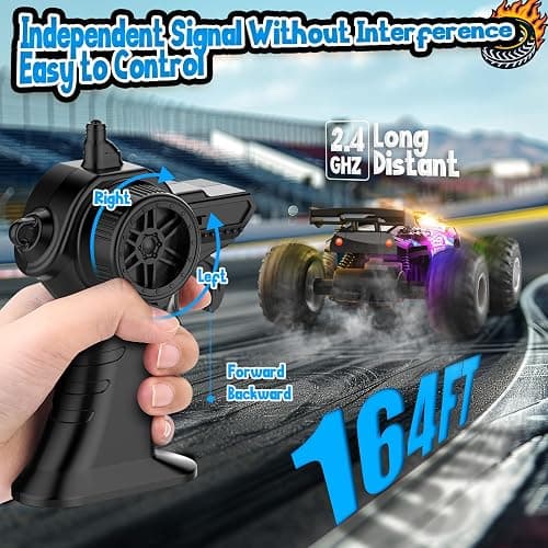 AONEPTR Remote Control Car, All Terrain Remote Control Truck for Boy, 2.4GHz Rc Car with Bodylight and Two Rechargeable Batteries, 20KM/H Monster Truck Toys thumbnail 4