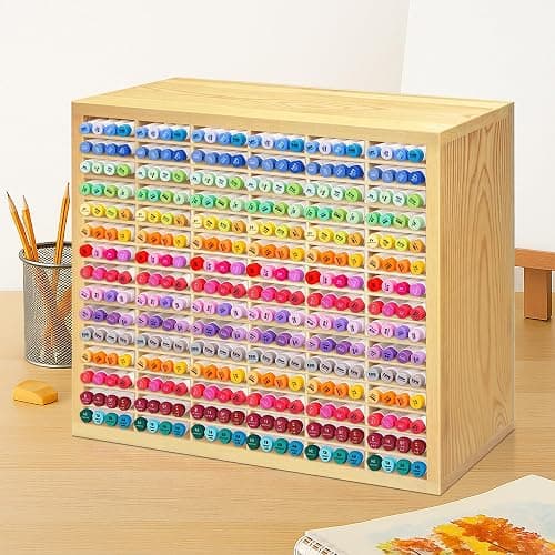 PROLEE Marker Storage Organizer for 360 Markers,Wooden Alcohol Marker Holder with 90 Slots,Markers Pens Pencils Art Supply Storage Rack for Desk Home Classroom Office Decor thumbnail 2