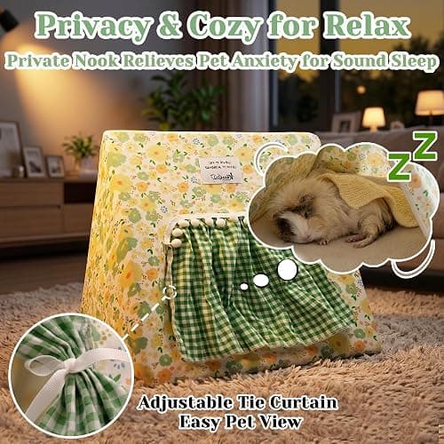 Jenvd Guinea Pig Hideout Large with Curtain, Machine Washable Bunny Hideout | Bottomless Guinea Pig Hide Tent Houses & Habitats, Easy-Clean Small Animal Hideout for Pet Rabbit, Rat, Chinchilla, Squirrel thumbnail 3