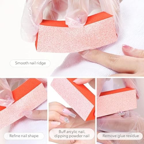 GazePlus Nail Buffer Block, Coarse Grit 80/80/100, 3.5" Long, 3 Way Buff for Acrylic Nail Gel Polish Nail, Pedicure, Manicure 10 Count, Orange thumbnail 2
