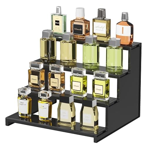 Lifewit 12 Inch Cologne Organizer for Men, 4 Tier Large Plastic Perfume Stand, Tool-free Assembly, Display Shelf for Fragrance, Aftershave, Skincare Makeup for Vanity, Bedroom, Bathroom Storage, 1 Pcs - Image 1