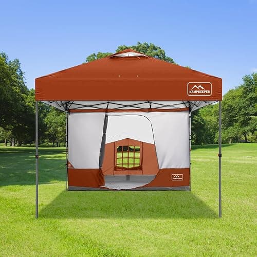 KAMPKEEPER Side Tent for 10 x 10 ft Pop Up Canopy, Easy Setup Gazebo Attachment, Camping Tent Orange (Canopy and Bracket NOT Included) thumbnail 2