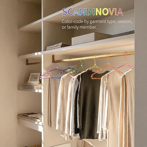 SCANDINOVIA Unbreakable Plastic Hangers - Pack of 24 - Heavy Duty I-Beam Design, Durable, Slim & Space Saving - Perfect for Coats & Everyday Use - Colorful Rainbow Clothe Hanger for Organized Closet thumbnail 7