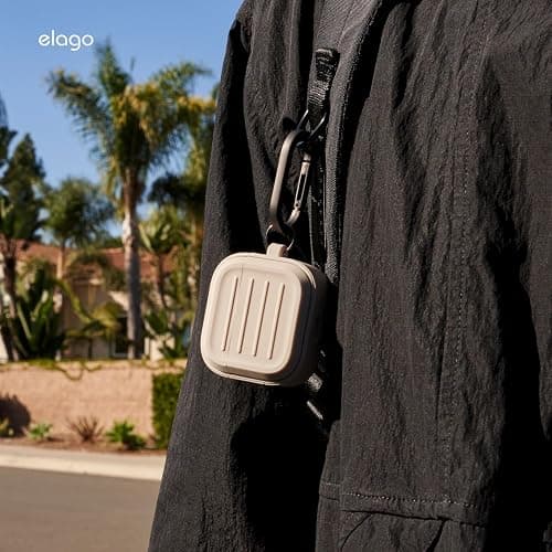 elago Armor Compatible with AirPods 4 Case - for AirPods 4th Generation Cover, Carabiner Included, Supports Wireless Charging, Shock Resistant, Full Protection (Stone) thumbnail 7