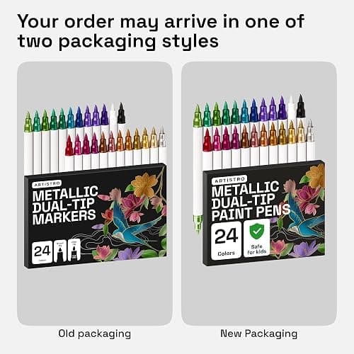 ARTISTRO 24 Metallic Dual-Tip Acrylic Paint Marker Pens for Drawing | For Fabric, Rock, Glass, Wood, Arts & Crafts Gift for Adults, Teens & Kids, Pumpkin Decorating Kit & Halloween Crafts thumbnail 9