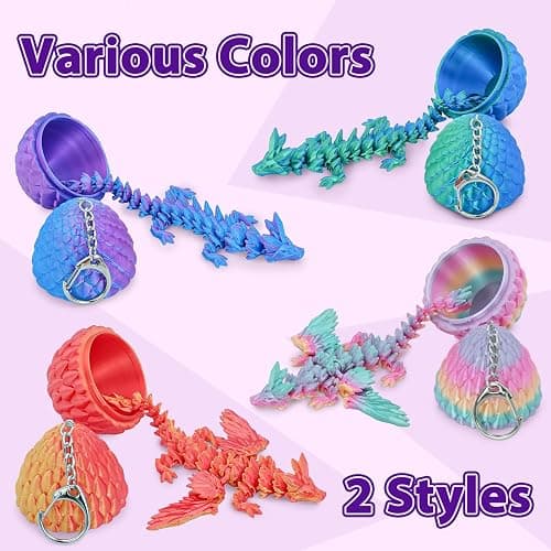 Minleway 4PCS 3D Printed Dragon Eggs with Articulated Dragons,Mystery Toys Keychain Gifts for Kids Adults Home Office Decor thumbnail 6