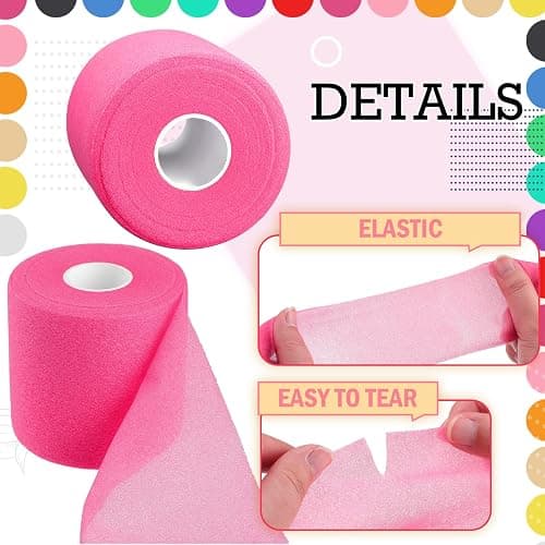Nuanchu 12 Pcs Foam Prewrap Athletic Tape 2.75inch x 30 Yards Sports Wraps Prewrap and Athletic Tape Pre Wrap Breathable Sports Pre Wrap for Running Hiking Hair(Assorted Colors) thumbnail 3