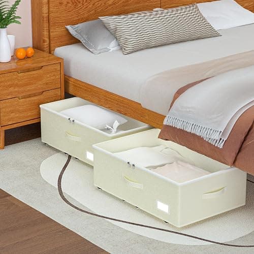 EE-RoomWorld Under Bed Storage with Wheels, No Assemble Required 10 inches height Under Bed Storage bins,Large capacity Rolling Under bed Shoe Storage containers，dorm under bed storage drawers thumbnail 2