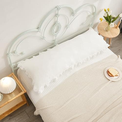 Boho White Body Pillowcase 20x54in - Ruffled Fringe Decor Sham thumbnail 4