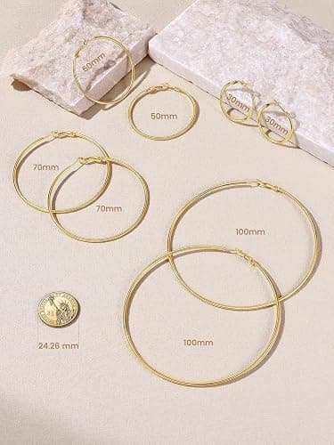 KeyStyle Gold Hoop Earrings for Women, Stainless Steel Hoops Earring Lightweight Loops, 2 mm Thick Hypoallergenic Circle Endless Thin Hoop (20/30/40/50/60/70/80/90/mm) thumbnail 8