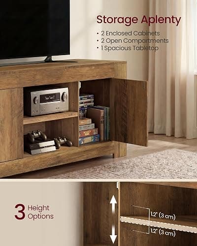 VASAGLE TV Stand, Farmhouse Entertainment Center with Storage Cabinets, Media Console Table for Living Room, Bedroom, for 65 Inch TV, 58 x 15.7 x 23.6 Inches, Honey Brown ULTV623K101S thumbnail 5