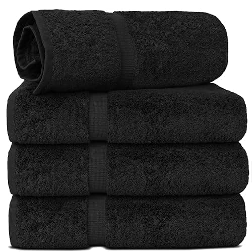 Chakir Turkish Linens | Hotel & Spa Quality 100% Cotton Luxury Turkish Towels | Soft & Absorbent (30x60 Inches Extra Large Bath Towels, Set of 4 -Black) - Image 1