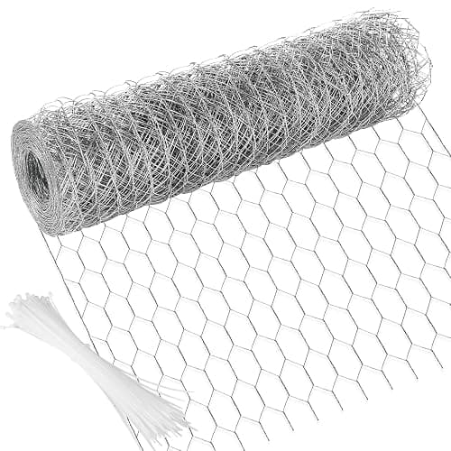 Chicken Wire 13.7 in x 393.7 in Poultry Wire Netting Hexagonal Galvanized Mesh Garden Fence Barrier for Pet Rabbit Chicken Fencing with 100 Pcs Cable Zip Ties - Image 1