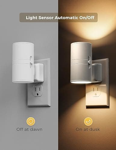 L LOHAS LED Night Light Plug in, Night Lights Plug into Wall, Light Sensor, 0-100LM, Soft White 3000K, Dimmable Night Light, Modern Nightlight for Hallway Bedroom Stairway, 2 Pack thumbnail 2