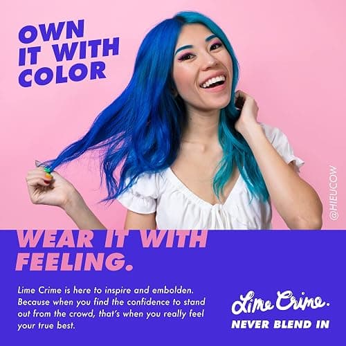 Lime Crime Unicorn Hair Dye Full Coverage, Anime (Candy Blue) - Vegan and Cruelty Free Semi-Permanent Hair Color Conditions & Moisturizes - Temporary Blue Hair Dye With Sugary Citrus Vanilla Scent thumbnail 7