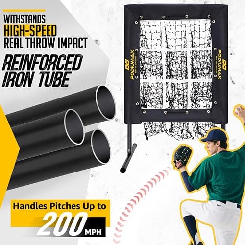 PodiuMax Baseball Pitching Net, 9 Hole Pitching Net with Strike Zone, 5 Adjustable Heights Baseball Throwing Net for All Ages, Heavey Duty Solo Trainer with Carry Bag for Backyard Practice thumbnail 5