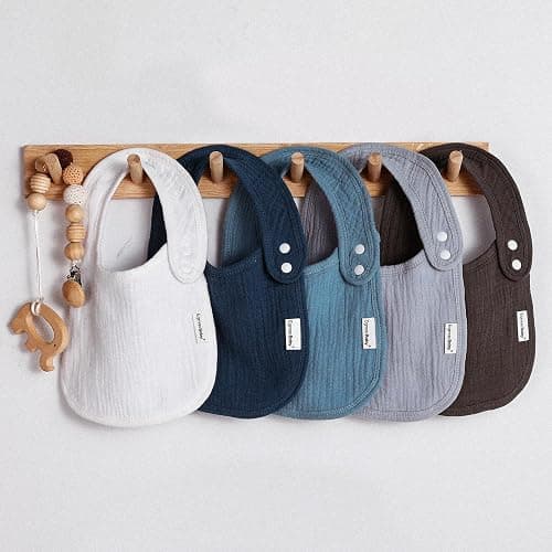 Muslin Bibs for Baby Boys Girls,Organic Muslin Baby Bib for Drooling and Teething,Soft Bandana Drool Bibs 5 Pack thumbnail 7