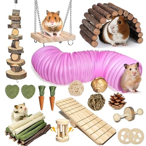 Kagoty 40 PCS Hamster Toys Set, Guinea Pig Toys Enrichment Hamster Tubes and Tunnels, Rat Enrichment Toy with Bridge, Seesaw, Swing, Ball for Gerbils, Chinchillas, Dwarf and Syrian Mouse - Image 1