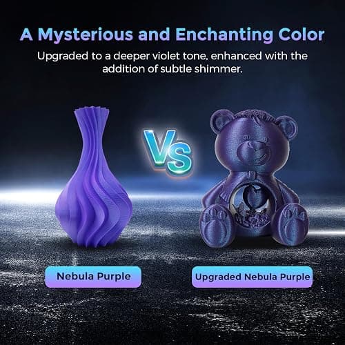 FLASHFORGE PLA Filament 1.75mm +/- 0.02mm Upgraded Nebula Purple, Color Changeable 3D Printer Filament 1kg, Chameleon 3D Printing Filament Changing Colors with Light, Perfectly Conceals Layer Lines thumbnail 5