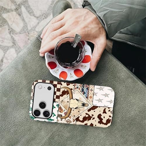 Flivro Magnetic Case for iPhone 17 Pro Max,Compatible with Magsafe PC Hard Shell Silicone Inner Bumper Anti-Scratch Full-Body Cover Shockproof Slim Design Western Cowboy Bull Skeleton thumbnail 7