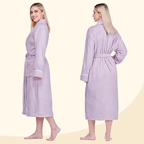 PAVILIA Soft Plush Women Fleece Robe, Cozy Warm Bathrobe, Fuzzy Female Long Spa Robe thumbnail 3