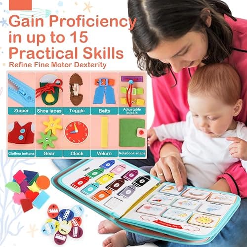 Teefrye Toddler Busy Board Montessori Toys for Toddlers 1-3 Year Old Educational Activity Book Board Sensory Travel Toys Ages 2-4 Preschool Learning Fine Motor Skills Toy Quiet Book Gift for Kids thumbnail 4