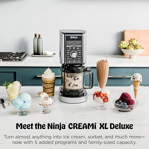 Ninja CREAMi XL Deluxe 11-in-1 Ice Cream & Frozen Treat Maker, NC501 | Ninja® CREAMi® XL Deluxe turns almost anything into ice cream, sorbet & gelato, with 24 oz. XL Tubs for the whole family. thumbnail 2