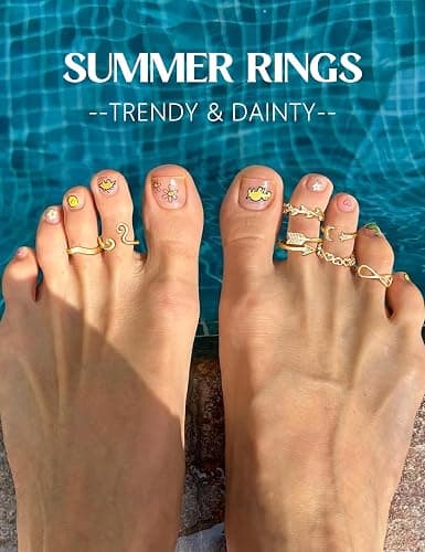 ORAZIO 26Pcs Toe Rings and Ankle Bracelets for Women Silver Gold Plated Anklet Toe Rings Cute Layered Anklets Open Tail Rings Adjustable Beach Foot Jewelry for Summer thumbnail 4