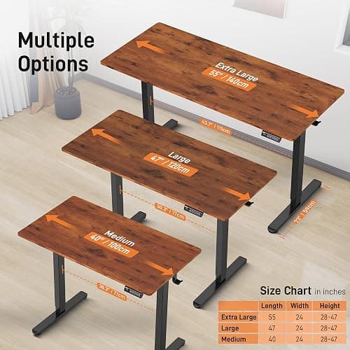 IMHome Electric Standing Desk 40x24 Inches Height Adjustable Desk, Brown | Computer Desk for Home and Office, Height Memory Buttons, Display, 2 Headphone Holders thumbnail 9