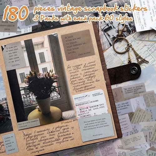 Mity Rain 180pc Scrapbook Stickers - 60 Unique Quote Stickers for Journaling & Planner Decoration thumbnail 3