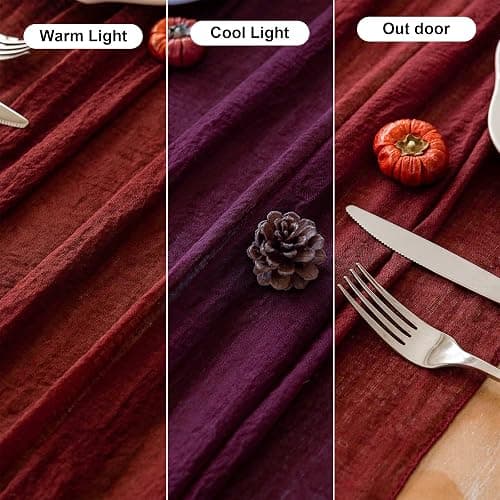 Keketoarrange Burgundy Table Runner Valentines Decor Red Cheesecloth Gauze 120 Inch 10 FT Rustic Boho Cheese Cloth Runner for Wedding Baby Bridal Shower Party Long Sheer Spring Home Decorations thumbnail 7