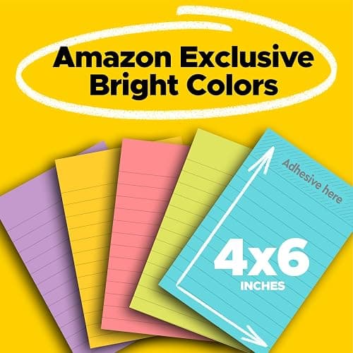 Post-it Super Sticky Lined Notes, 5 Sticky Note Pads, 4x6 in, Ideal for New Year Spring Cleaning or Second School Semester, Sticky Notes for Dorm, Home and Office, Bright Colors thumbnail 2