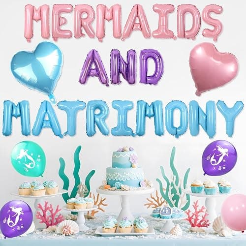 Balterever Mermaids Bachelorette Decorations Mermaids and Matrimony Bachelorette Banner Last Splash Bridal Shower Supplies thumbnail 2